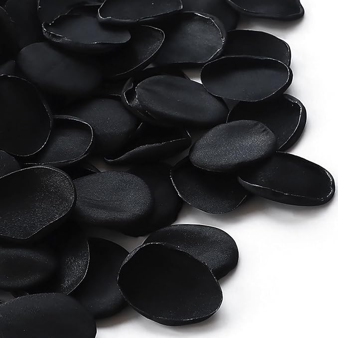 Floroom 300pcs Rose Petals Black Faux Silk Flower Petals for Wedding Flower Girl Basket Aisle Scatter Dinner Table Centerpieces Party Confetti Bridal Shower Romantic Night Decoration