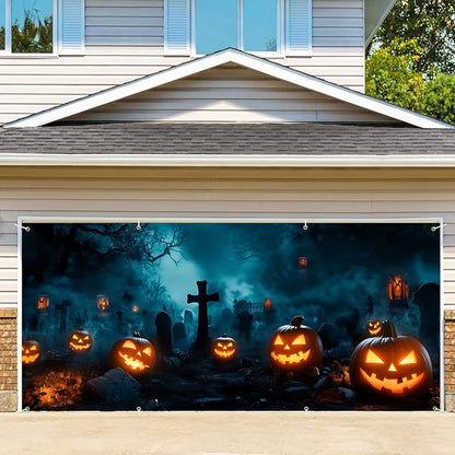 6 x 13 ft Halloween Garage Door Decorations Halloween decorations Witch Door Cover, Hanging Banner, Cauldron Backdrop Mural for Home, Outdoor, Indoor, Spooky Party, Wall, Window (Cross)