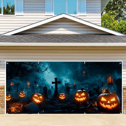 6 x 13 ft Halloween Garage Door Decorations Halloween decorations Witch Door Cover, Hanging Banner, Cauldron Backdrop Mural for Home, Outdoor, Indoor, Spooky Party, Wall, Window (Cross)