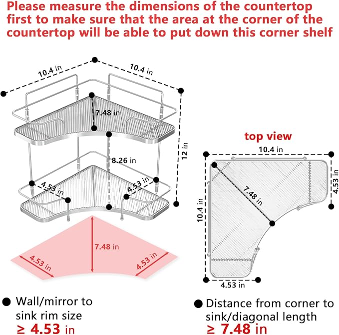 FOLLOWIN 2 Tier Bathroom Countertop Corner Organizer,Countertop Perfume Vanity Counter Shelf,Skincare Makeup Cosmetic Vanity Organizers,Silver