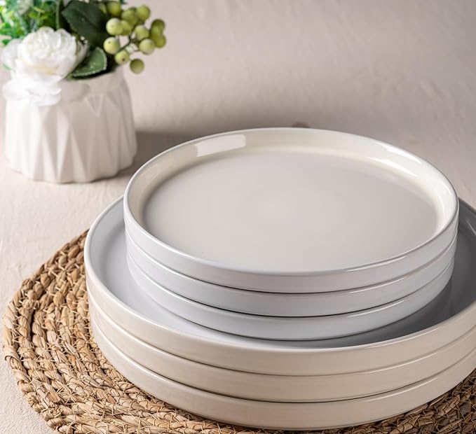 AmorArc Ceramic Dinnerware Sets for 6, 18 Piece Stoneware Plates and Bowls Set, Chip and Crack Resistant Plates Set, Dishwasher & Microwave Safe Dishes - Service for 6