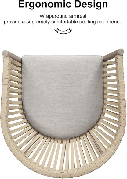 PURPLE LEAF 5 Pieces Outdoor Dining Set with Patio Aluminium Dining Table and Wicker Chairs Modern Furniture Cushions Sets for Backyard Indoor Decor Kitchen Champagne