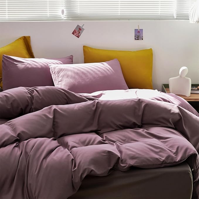 CLOTHKNOW Pale Mauve King Size Comforter Set 3Pcs Dusty Purple Bedding Comforter Sets Soft All Season Purple Comforter with 2 Pillow Cases