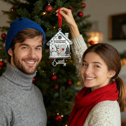 New Home Ornament 2025 Dated First Christmas Ornaments for Tree Decoration Metal House Decor Warming Gifts for Women Men Housewarming Presents for Couple Homeowners