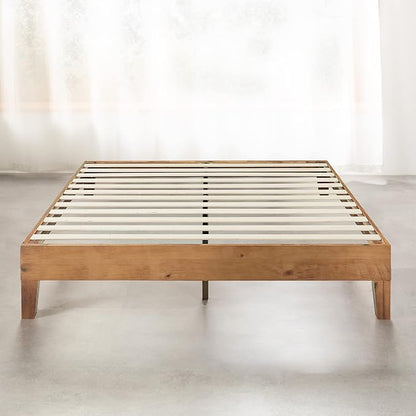 Mellow Naturalista Grand - 12 Inch Solid Wood Platform Bed with Wooden Slats - No Box Spring Needed - King (Natural Pine)
