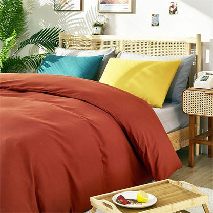 CLOTHKNOW California King Rust Comforter Set 3Pcs Burnt Orange Bedding Comforter Sets Terracotta Comforter Caramel Comforter Set California King