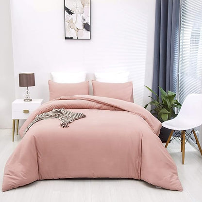 Pureant Bean Pink Comforter Sets Twin Size Women Girls Blush Pink Bed Comforter Solid Color Cotton Bedding Quilts Soft Plain Light Pink Twin Blanket Comforters Muave Breathable Comforter