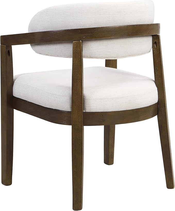 Christopher Knight Home Set of 2 Lanford Fabric Upholstered Dining Chairs, Curved Backrest Kitchen Side Chair, Soft Padded Seat&Back Cushion, Solid Wood Armchair, Ergonomic Extra Seat, Beige+Walnut
