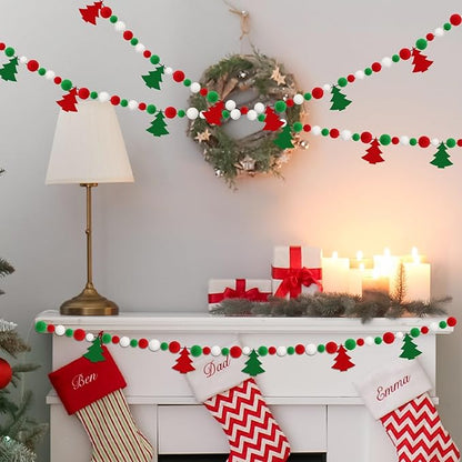 UPINS 600 Pcs Christmas Pom Poms Balls, Red Green White Craft Pompoms Fluffy Balls for Christmas Party DIY Creative Decorations Supplies（3Size）