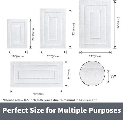 GRANNY SAYS Large Bathroom Rugs Non Slip Washable, 24" x 48", Water Absorbent Bath Mats for Bathroom, Thick Soft Shaggy Bath Rug, Microfiber Shower Room Floor Mat Decor, White