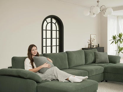 EASE MOOSE Sectional Modular Sofa, L Shape Sectional Couch,Comfty Deep seat Modular Sofa with Ottoman for Living Room,Green