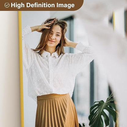 26''x 71'' Arched Full Length Mirror Floor Mirrors with Aluminum Alloy Frame Free-Standing Wall Mounted Floor Mirrors or Large Dressing Mirror, Gold Mirror Full Length