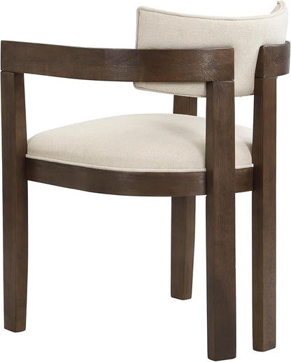 Christopher Knight Home Falcon Fabric Upholstered Dining Chairs Set of 2, Modern Wooden Dining Curved Backrest Kitchen Side Chair, Living Room for Extra Seat, Walnut+Beige