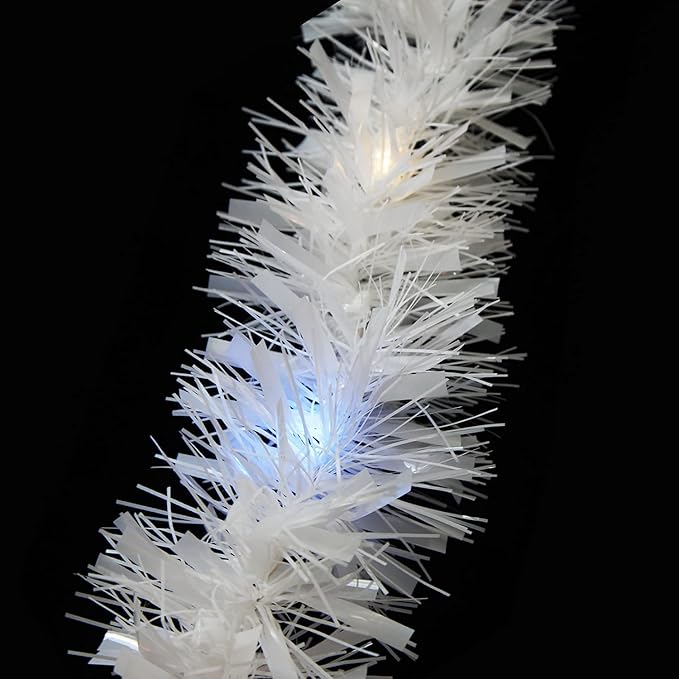 LOMIMOS 32.8 Ft Christmas Tinsel Garland with Lights, Pure White Decoration for Christmas Tree Party Wedding Supplies