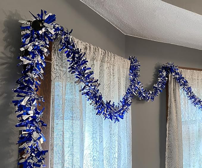 Anderson's Metallic Blue & Silver Tinsel Twist Garland, 25ft Holiday Decoration, Christmas Tree Trim, Parade Float Decor, Party Supplies, Halloween, Graduation, Indoor Outdoor Event Garland