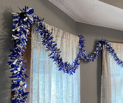 Anderson's Metallic Blue & Silver Tinsel Twist Garland, 25ft Holiday Decoration, Christmas Tree Trim, Parade Float Decor, Party Supplies, Halloween, Graduation, Indoor Outdoor Event Garland