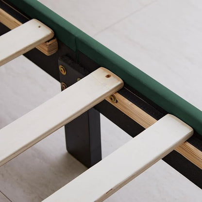 Livinia King Size Elton Velvet Platform Bed, Upholstered Bed Frame with Vertical Channel Tufted Headboard Footboard, Strong Wood Slats, No Box Spring Needed, Green (King)