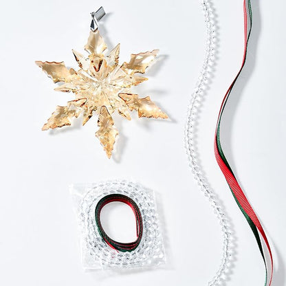 2025 Edition Crystal Snowflake Ornament Christmas Tree Ornament Home Decor Gift (2025-Champagne)