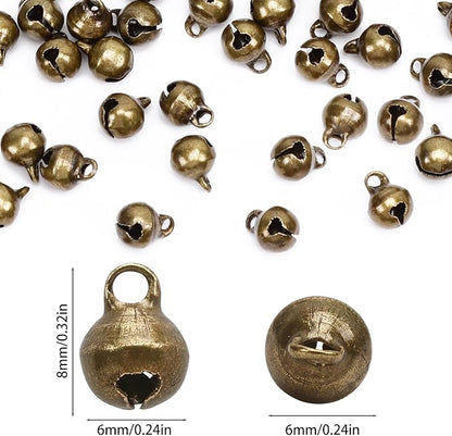 Augshy 200 Pieces Mini Jingle Bells, 1/4 Inch Vintage Alloy Bronze Color Bell Craft Bell for Christmas Home and Pet Decorations Bracelet Necklace Making Xmas Decor Party Favors Supplies