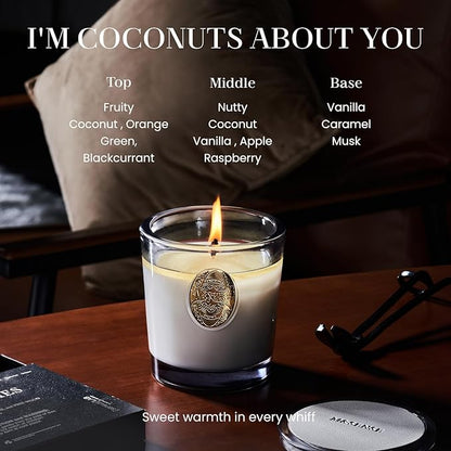 M&SENSE Natural Soy Candle | Coconut & Gray | 9.2 oz, 50H Burn Time | Luxury Scented Candle for Relaxation, Gifting, Home Décor | Ideal for Bedroom, Office, Party Ambiance