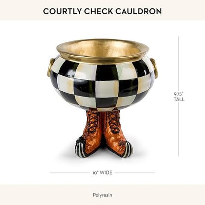 MACKENZIE-CHILDS Courtly Check Cauldron, Halloween Candy Vessel, Home Decor, 96 Ounce Vessel