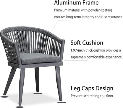 PURPLE LEAF 9 Pieces Outdoor Dining Set with Patio Aluminium Dining Table and Wicker Rattan Chairs Modern Furniture Cushions Sets for Backyard Indoor Decor Kitchen Grey