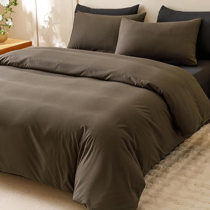 CLOTHKNOW Chestnut Brown California King Comforter Set Brown Bedding Comforter Sets Dark Brown Comforter Mocha Coffee Comforter Cal King