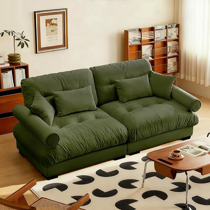 SoarFlash Modern Living Room Velvet Recliner Sofa Small Sofa, Loveseat Sofa for Apartment, Green