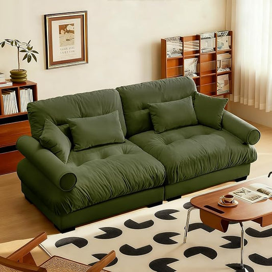 SoarFlash Modern Living Room Velvet Recliner Sofa Small Sofa, Loveseat Sofa for Apartment, Green