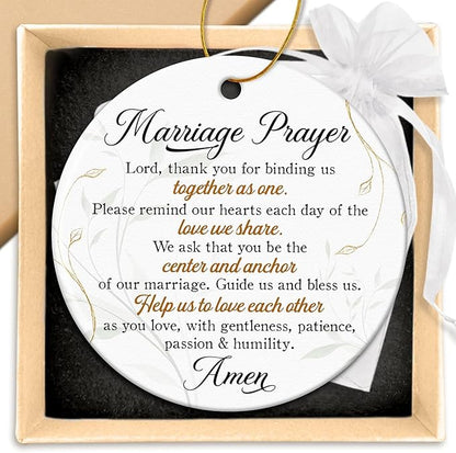 ZAGKOO Christian Christmas Wedding Gifts for Couple 2025 - Marriage Prayer Religious Wedding Gift for Newlyweds, Married Couples, Mr Mrs, Bride Groom - Bridal Shower Gift - Ceramic Ornament Decoration