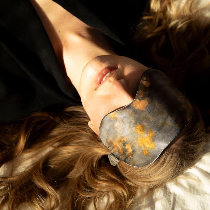 Silk & Willow 100% Pure Mulberry Silk Sleep Eye Mask & Hair Scrunchie Gift Set (Midnight)