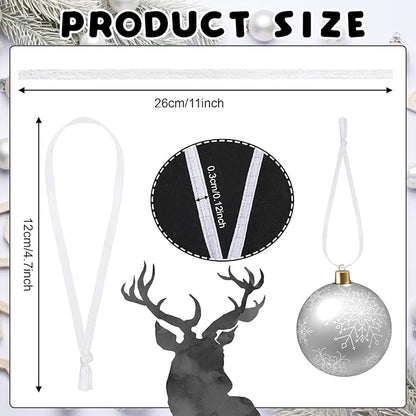 JUNEBRUSHS 300Pcs Christmas Ornament Ribbon Hangers, Hand Tied Ornaments String Ties Ornament Loops Thin Ribbon for Christmas Tree Hanging Decoration White