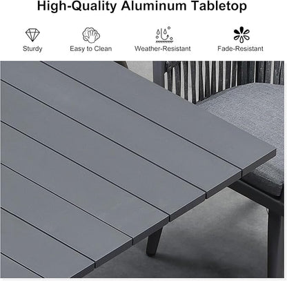 PURPLE LEAF 7 Pieces Outdoor Dining Set with Patio Aluminium Dining Table and Wicker Rattan Chairs Modern Furniture Cushions Sets for Backyard Indoor Decor Kitchen Grey