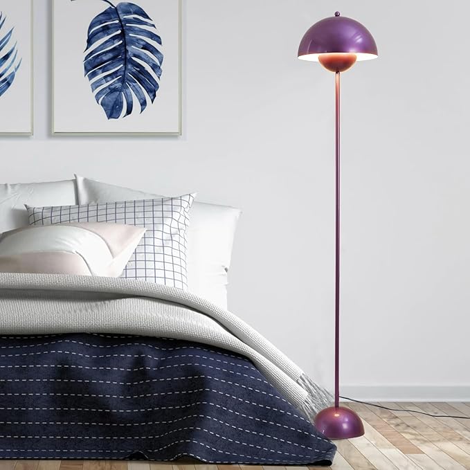 COSYLUX Modern Floor Lamp for Living Room, Industrial Tall Standing Lamp for Bedroom, Metal Shade Reflecting Light Reading Floor Lamp for Office, Nursery Room, Corner(Pearl Purple)