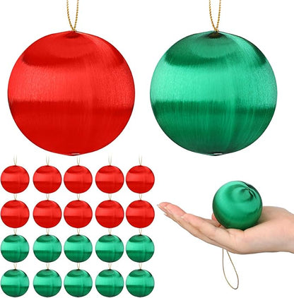 Syhood 24 Pcs Christmas Satin Balls Christmas Silk Ball Ornaments Satin Silk Xmas Tree Hanging for Xmas Tree Decor Holiday Party Decorations (Red,Green,2.2 Inch)
