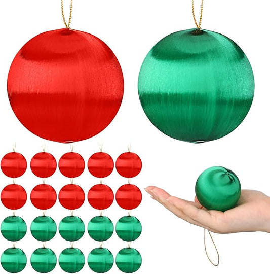 Syhood 24 Pcs Christmas Satin Balls Christmas Silk Ball Ornaments Satin Silk Xmas Tree Hanging for Xmas Tree Decor Holiday Party Decorations (Red,Green,2.2 Inch)