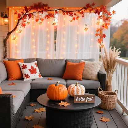 YOLIGHT Fall Decoration Fairy Bulb Lights Maple Leaf Lights Battery Operated with Remote Timer 10ft 10 LED Globe String Lights for Thanksgiving Autunm Harvest Halloween Party Christmas Décor