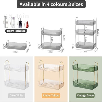 2 Tier Bathroom Organizer Countertop Makeup Perfume Skincare Organizer for Bathroom Dresser Vanity (Grey)