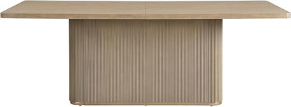 Merax 7-Piece Dining Table Set - 84'' Modern Rubberwood Table & 6 Tub Chairs, Minimalist Open-Back Design for Kitchen Dining Room, Easy Assembly, Beige+Light Natural