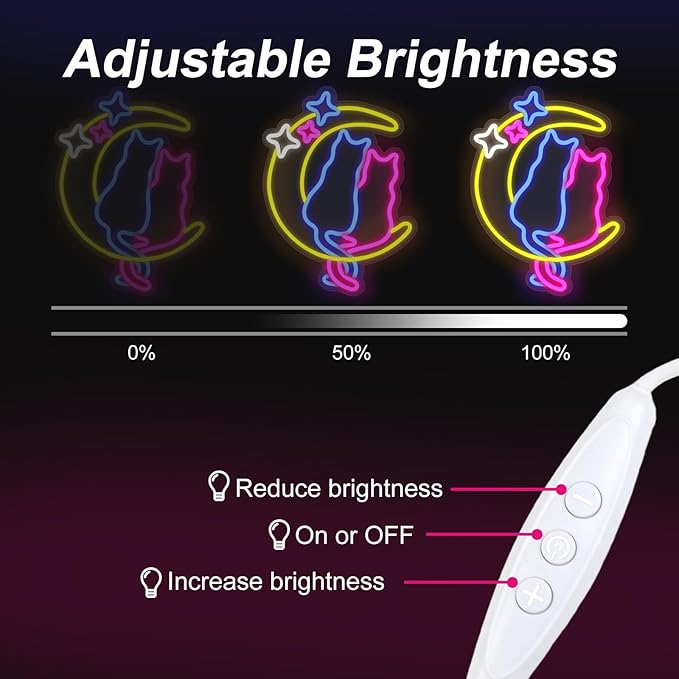 Moon Cat Neon Signs for Wall Decor Neon Lights for Bedroom Led Signs for Man Cave Bar Pub Kids Room Restaurant Christmas Birthday Party Pet Shop Gifts Led Art Wall Decorations