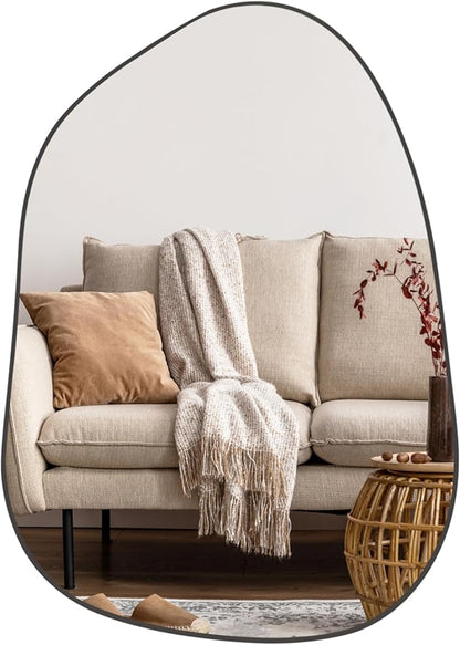 PERFNIQUE Irregular Asymmetrical Wall Mirror Decorative Modern Wall Mounted 27"x19", Black