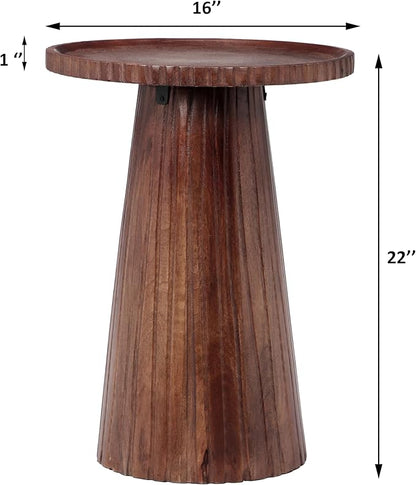 Christopher Knight Home Darvi Wooden Small End Table, Indoor Round Side Table with Drum Base, Mid Century Modern Coffee Table Round for Living Room, Modern Accent Table, Honey