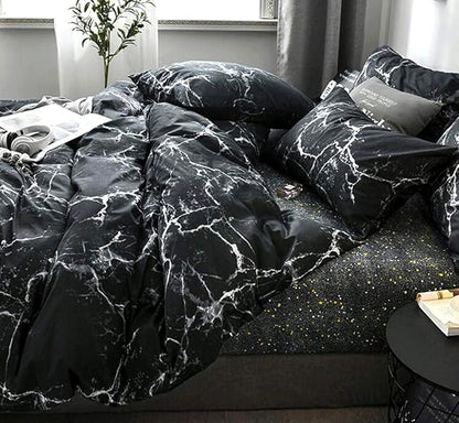 Pureant Black Marble Comforter Sets Queen Black and White Marble Bedding Comforters Cotton Women Men Modern Aesthetic Black Quilt Comforter Set Queen Size Abstract Black Marble Blankets Queen Bedding
