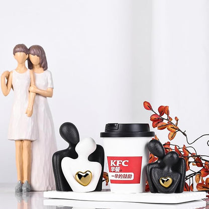 Mini Couple Statue Tv Stand Decor Items for Living Room Home Decor,Bedroom Decor for Couples Sculpture for Anniversary Wedding,Love Gifts for Couples 2025,Knick Knacks for Shelve (Black, 3.15in)