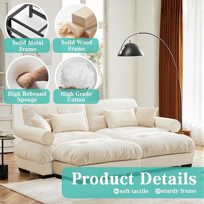 SoarFlash Modern Sofa Couches for Living Room, Small Sectional Sofa Set with Reversible Chaise, Sleeper Sofas and Modular Couch Function, Suitable for Small Spaces in Apartment, Beige