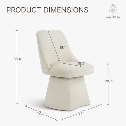 Swivel Dining Chair Mid Century Modern DeskChair High Back Upholstered Linen Fabric SideChair for Kitchen Diningroom Bedroom,Linen,2 Box