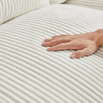 122'' Modern Curved Cloud Sofa Luxury Living Room 5 Seater Sectional Sofa Curve Design Comfortable Upholstered Sofas with Toffee Chair for Living Room Bedroom Apartment(Corduroy+Left Facing, White)