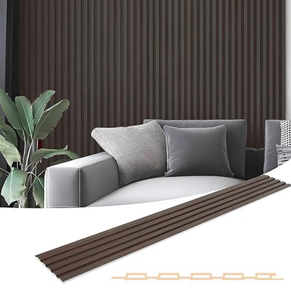 Art3d WPC Slat Wall Panels, 8-Pack 108 x 6 Inch 3D Wall Accents for Interior Wall Decor, Living Room, Bedroom,Walnut