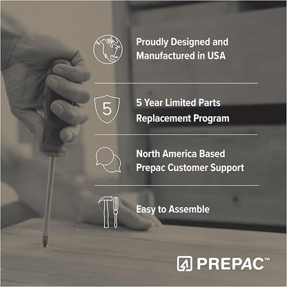 Prepac Ark 78" Tall 5-Tier Arched Bookcase, Black Oak with Oak Finish Interior, Modern Storage Accent Bookshelf with 3 Adjustable Shelves for Home, Office, Living Room, Bedroom