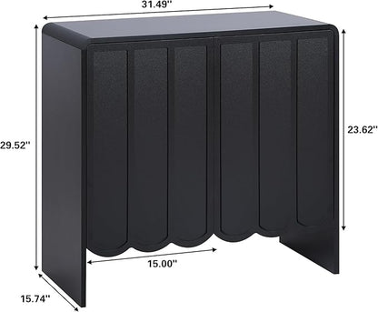 ORRD Sideboard Buffet Cabinet Set of 2, Accent Storage Cabinet with 2 Doors, Farmhouse Wood Cabinet with Adjustable Shelves and Wave Panel for Living Room, Dining Room, Entry - Black